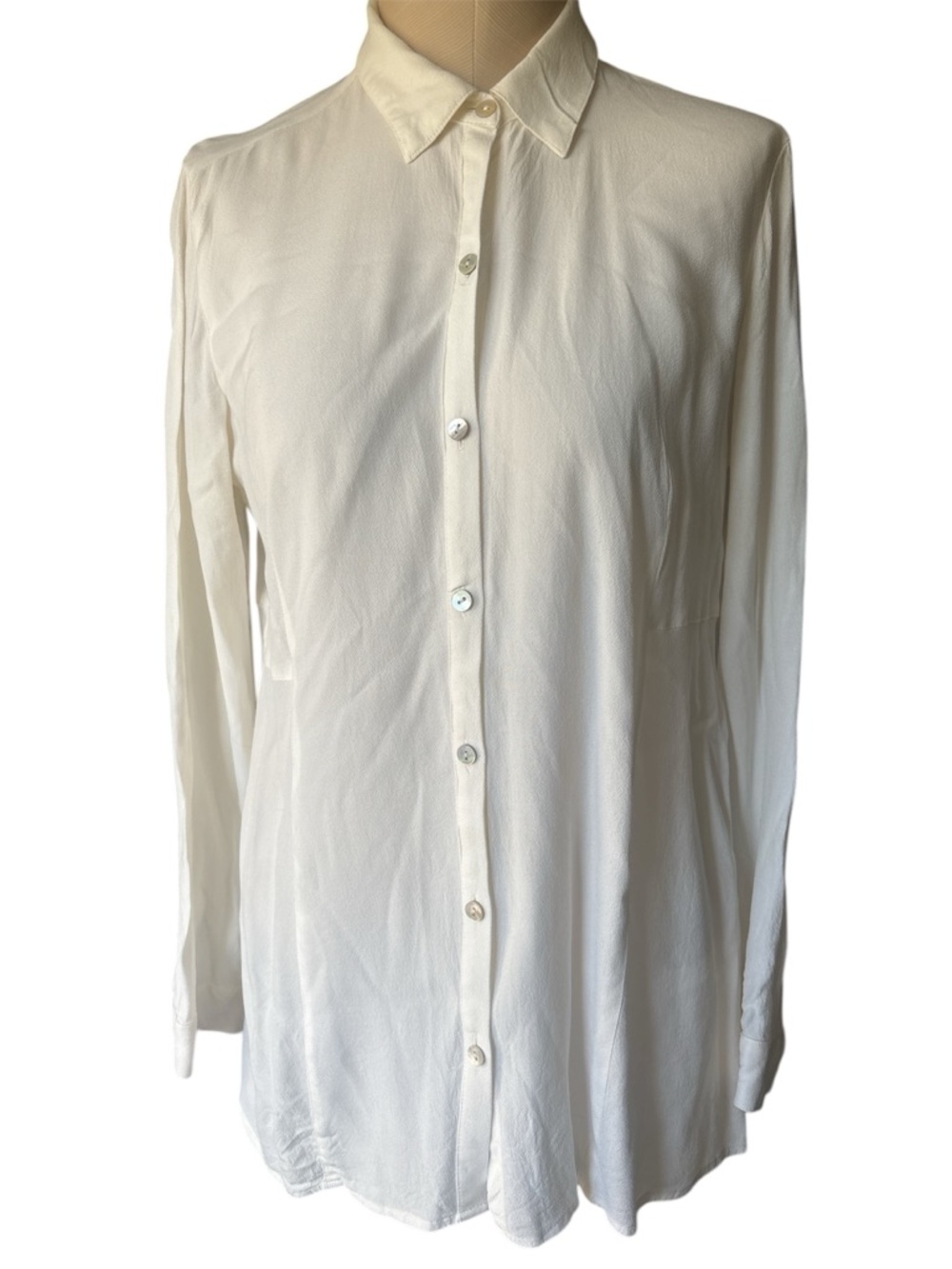 J. Jill Cream Button-Down Long Sleeve Blouse